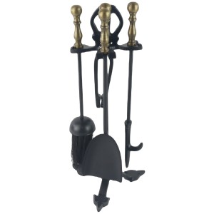 42cm Heavy Weight Black/Antique Brass Plated Medium Duchess Companion Set