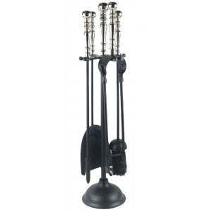 61cm Heavy Weight Black/Nickel Plated Finish Large Duchess Companion Set 