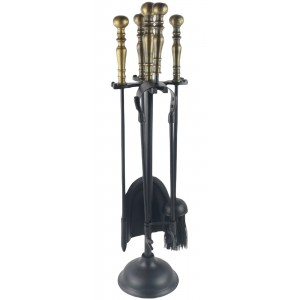 61cm Heavy Weight Black/Antique Brass Plated Large Duchess Companion Set 
