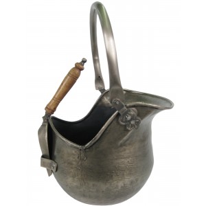 46cm Bucket Coal Scuttle With Shovel - Antique Pewter Finish