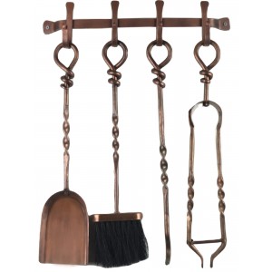 58cm Antique Copper Wall Hanging Wrought Iron Companion Set