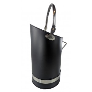 Black Coal Bucket With Nickel Finish Handles 55cm