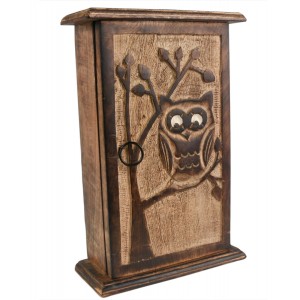 Mango Wood Key Box Owl Design