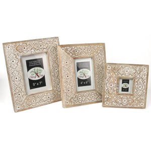 Mango Wood Sulfi Design Photo Frames - Set/3