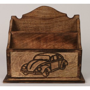 Mango Wood Retro Car Design Letter Rack