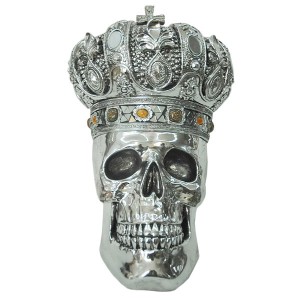 Electroplated King Skull With Crown 37cm