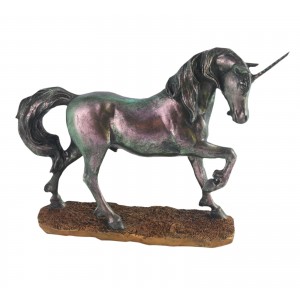 Standing Unicorn 29cm - Iridescent Silver Pewter Finish