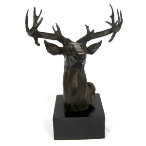Stag Head Hot Cast Bronze Sculpture 48cm