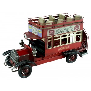 Vintage Red Open Top Bus Model