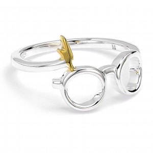 Official Harry Potter Sterling Silver Lightning Bolt and Glasses Ring - Small
