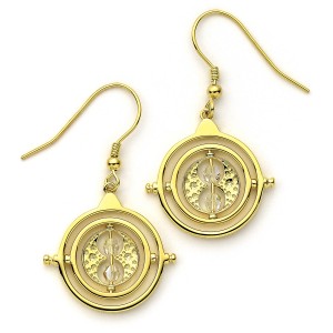 Official Harry Potter Time Turner Sterling Silver, Gold Plated Drop Earrings with Swarovski Crystal Elements