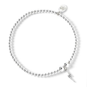 Harry Potter Sterling Silver Ball Bead Bracelet and Lightning Bolt Charm With Crystal Elements