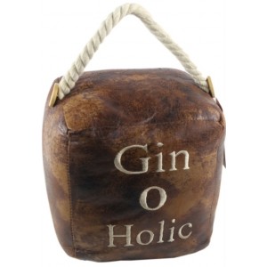 Square Faux Leather 'Gin - O - Holic' Doorstop