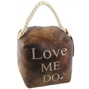 Square Faux Leather 'Love Me Do' Doorstop