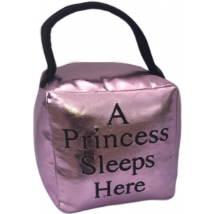 Square Faux Leather Metallic Pink 'A Princess Sleeps Here' Doorstop 