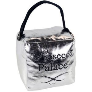 Square Faux Leather Metallic Silver 'Prosecco Palace' Doorstop 