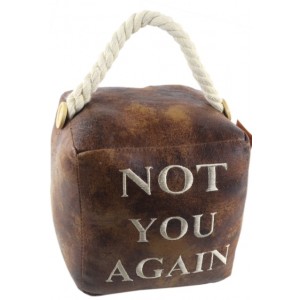 Square Faux Leather 'Not You Again' Doorstop 