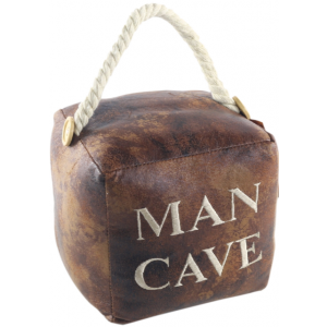Square Faux Leather 'Man Cave' Doorstop 