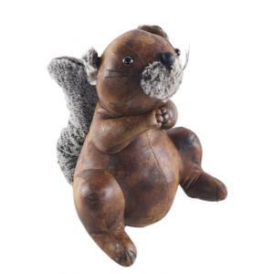 Faux Leather Sitting Squirrel Doorstop 