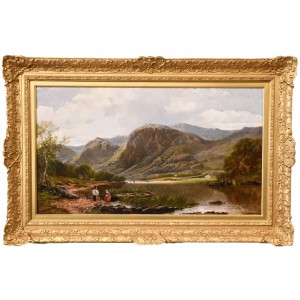George William Pettitt - Raven Crag Oil on Canvas - 1859