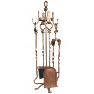 69cm Copper Finish Twist Wrought Iron Companion Set 